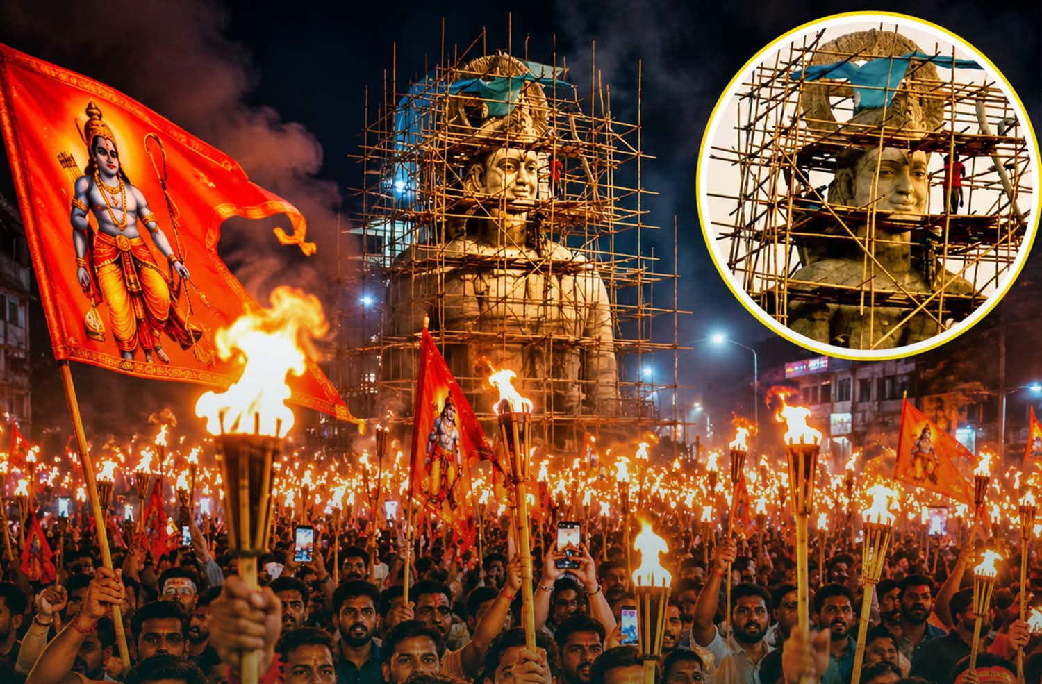 विशाल मशाल जुलुस भगवान रामको अपमान बिरूद्द  धार्मिक स्वतन्त्रताको माग गर्दै सडक प्रदर्शन